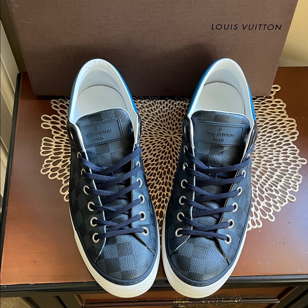 Louis Vuitton Men's Navy Checkered Sneakers